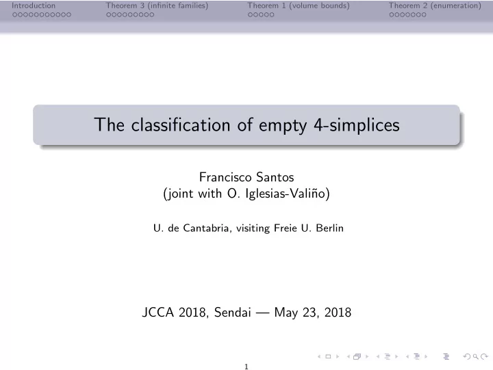 the classification of empty 4 simplices