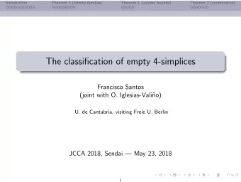 The classification of empty 4-simplices  Francisco Santos  (joint with O. Iglesias-Vali  no)  U.