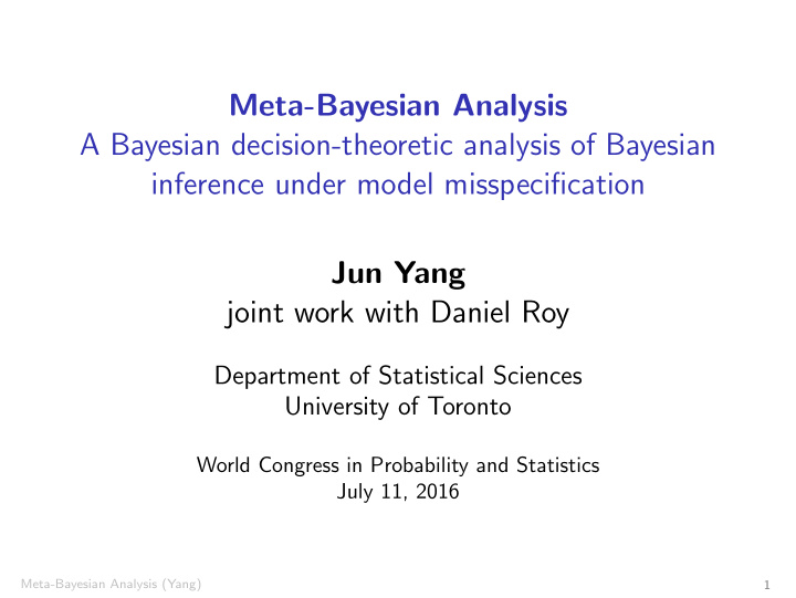 meta bayesian analysis a bayesian decision theoretic