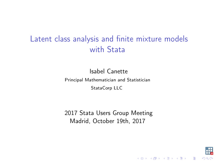 latent class analysis and finite mixture models with stata