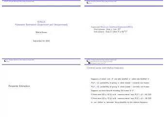 4CSLL5  Parameter Estimation (Supervised and Unsupervised)  Supervised Maximum Likelihood