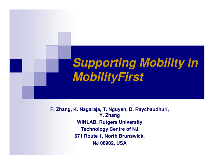 supporting mobility in mobilityfirst