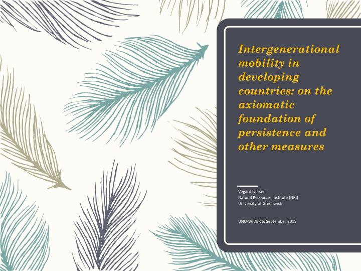 intergenerational mobility in developing countries on the