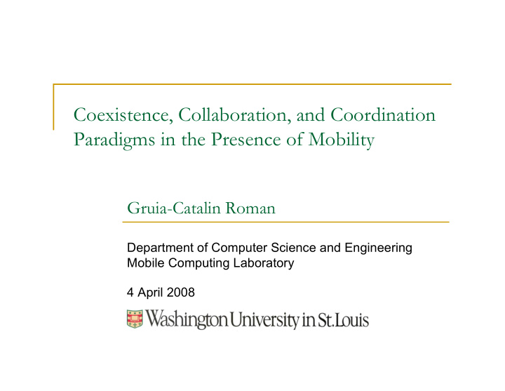 coexistence collaboration and coordination paradigms in