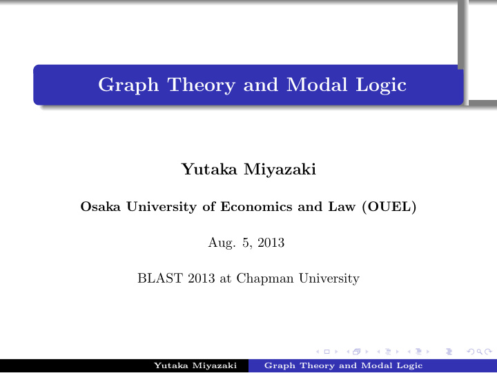 graph theory and modal logic