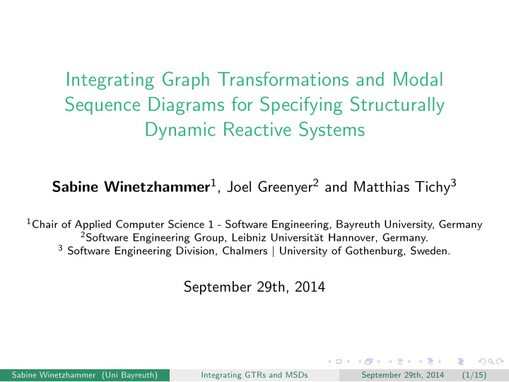 integrating graph transformations and modal sequence