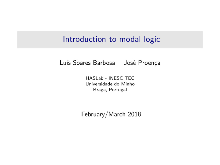 introduction to modal logic