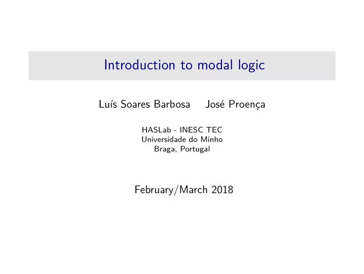 introduction to modal logic