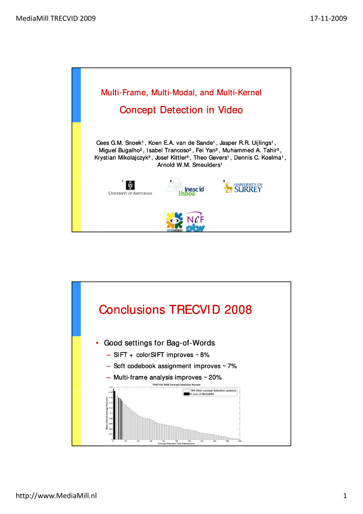 conclusions trecvid 2008 conclusions trecvid 2008