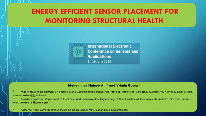 energy efficient sensor placement for monitoring