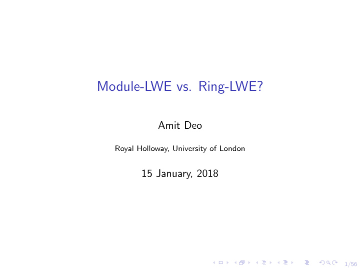 module lwe vs ring lwe