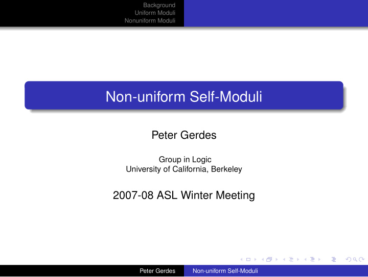 non uniform self moduli