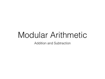 Modular Arithmetic  Addition and Subtraction  Modulus 9  0 mod 9 = 0  9 mod 9 = 0  1 mod 9 = 1  10