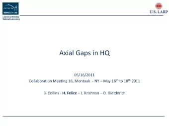 Axial Gaps in HQ  05/16/2011 Collaboration Meeting 16, Montauk  - NY  May 16 th to 18 th 2011 B.
