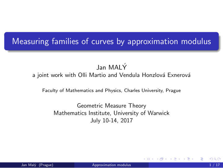 measuring families of curves by approximation modulus