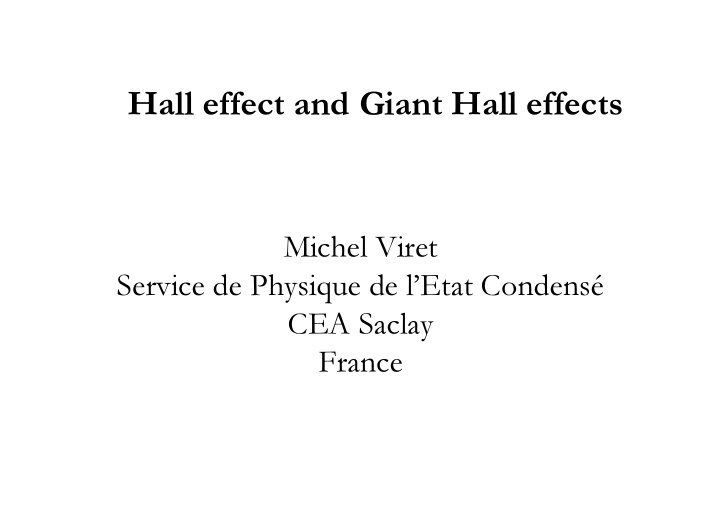 hall effect and giant hall effects