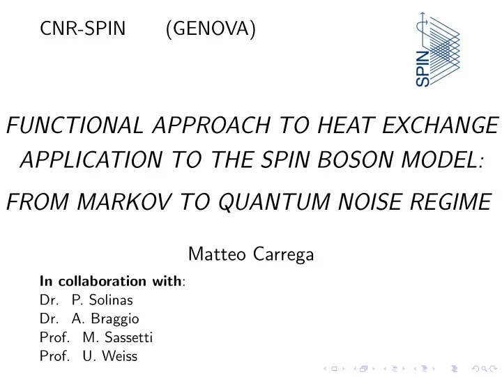 functional approach to heat exchange application to the
