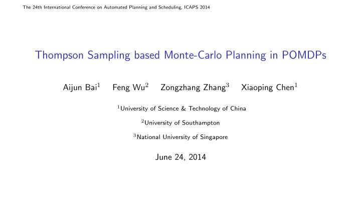 thompson sampling based monte carlo planning in pomdps