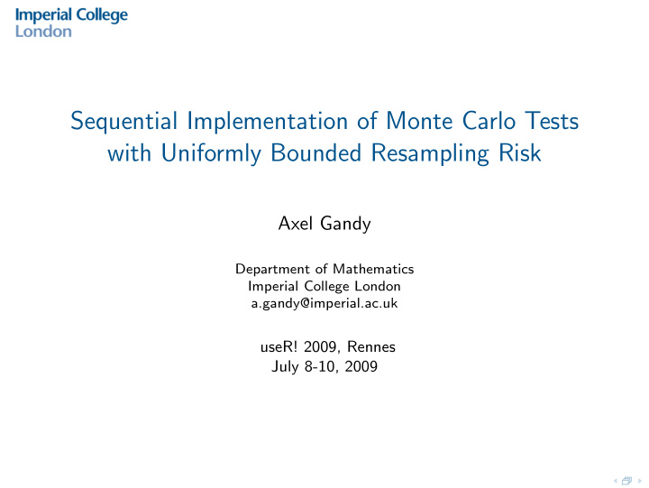 sequential implementation of monte carlo tests with