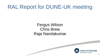 RAL Report for DUNE-UK meeting  Fergus Wilson  Chris Brew  Raja Nandakumar  1  Workload management