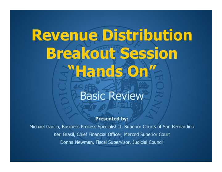 revenue distribution breakout session hands on