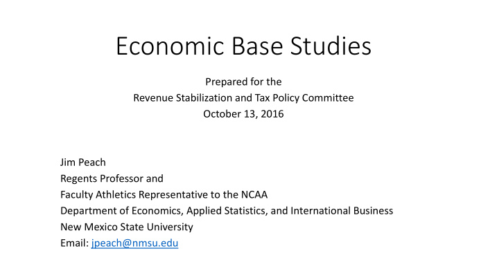economic base studies