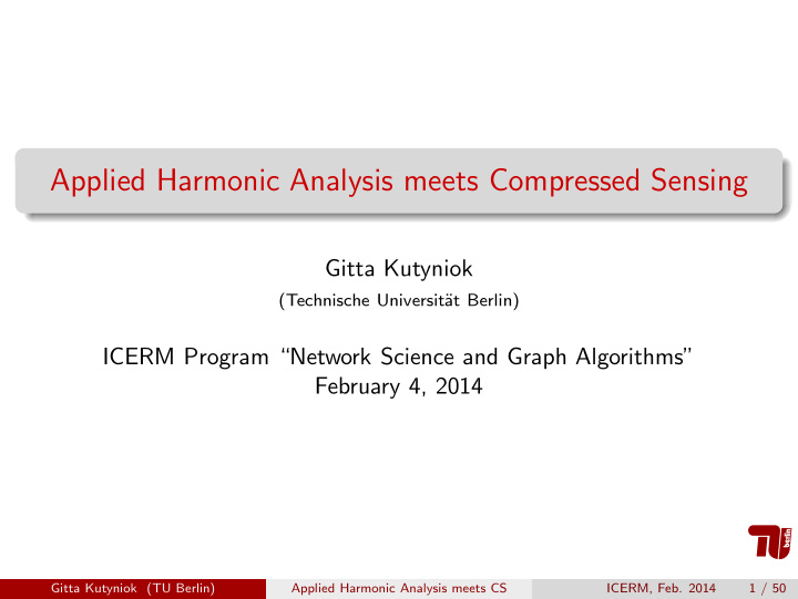 applied harmonic analysis meets compressed sensing