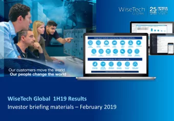 Investor briefing materials  February 2019  Important notice and disclaimer  CONTENT OF
