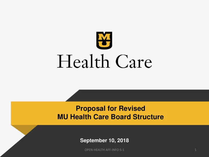 proposal for revised mu health care board structure
