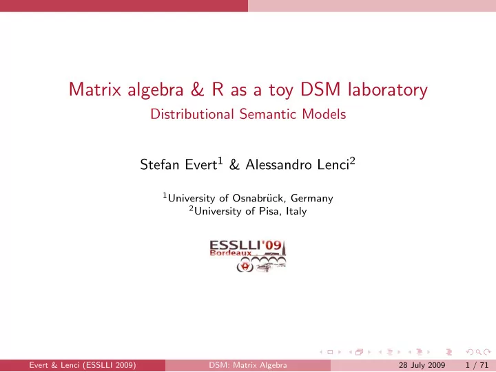 matrix algebra r as a toy dsm laboratory