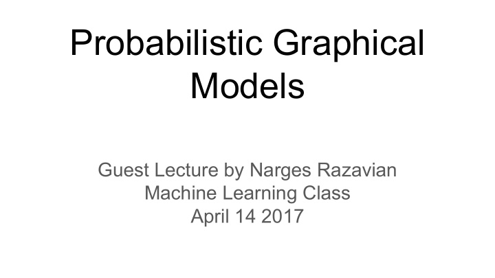 probabilistic graphical models