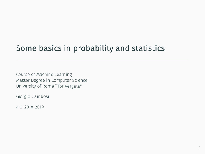 some basics in probability and statistics