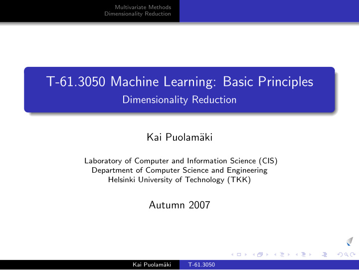 t 61 3050 machine learning basic principles