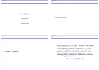 Probability Basics  Probability Background  Martin Emms  October 1, 2020  Probability Basics