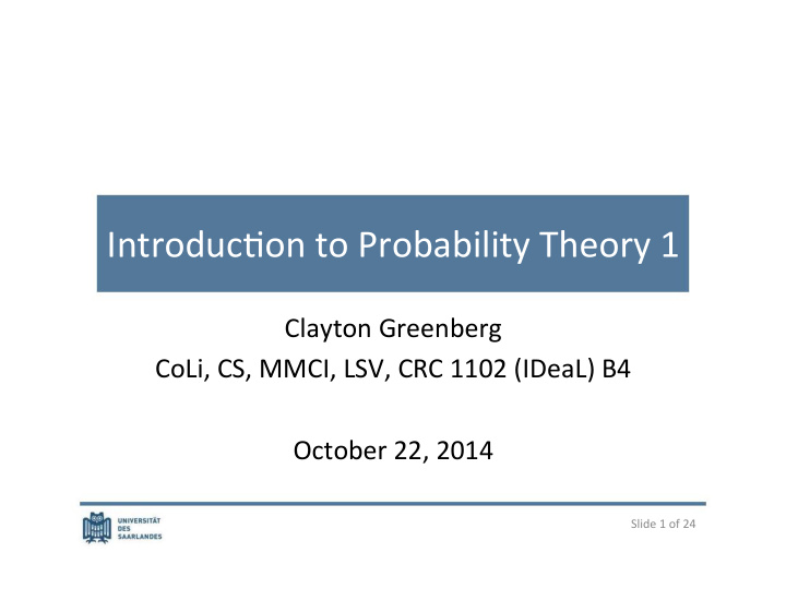 introduc on to probability theory 1