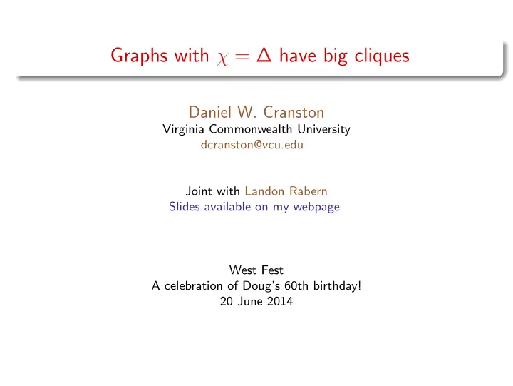 graphs with have big cliques