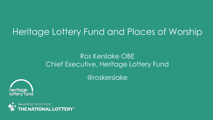 heritage lottery fund and places of worship