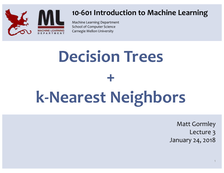 decision trees k nearest neighbors