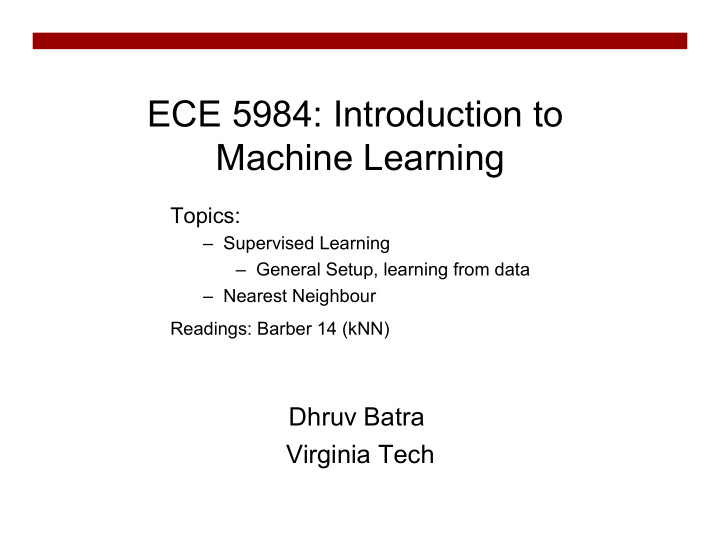 ece 5984 introduction to machine learning