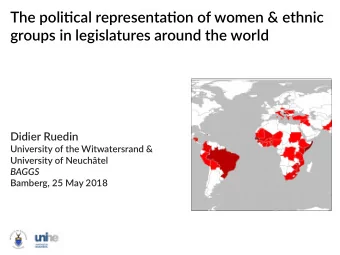 The politjcal representatjon of women &amp; ethnic  groups in legislatures around the world  Didier