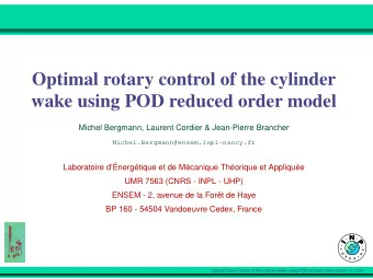 Optimal rotary control of the cylinder  wake using POD reduced order model  Michel Bergmann,