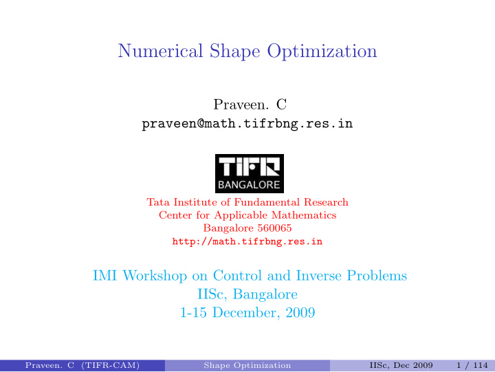 numerical shape optimization