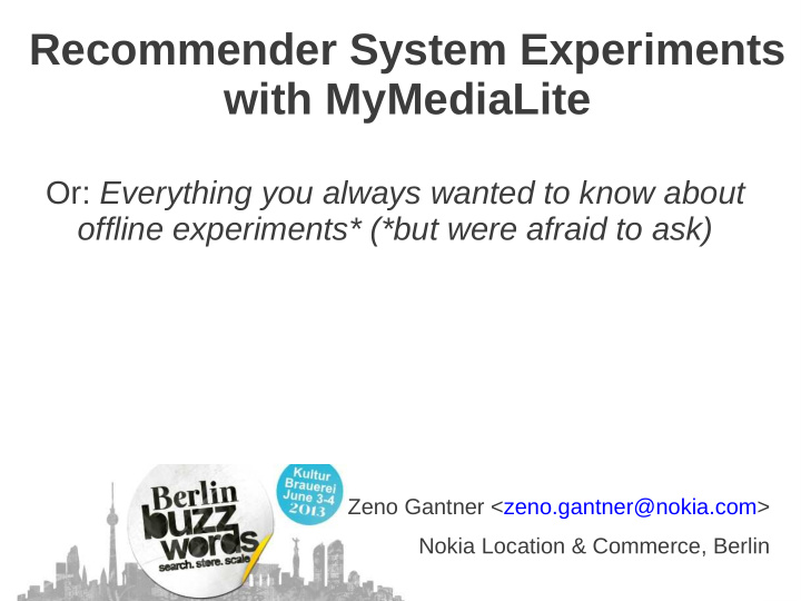 recommender system experiments with mymedialite