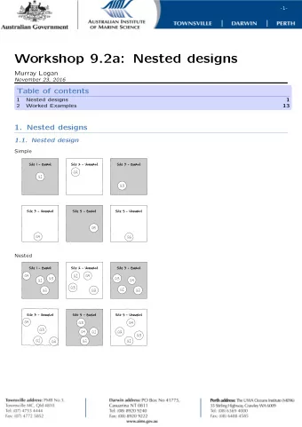 Workshop 9.2a: Nested designs  Murray Logan  November 23, 2016  Table of contents  1  Nested