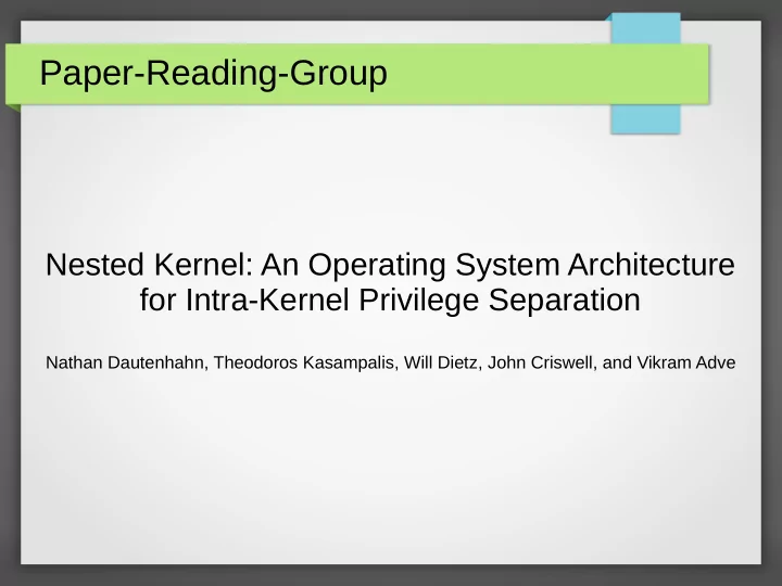 paper reading group