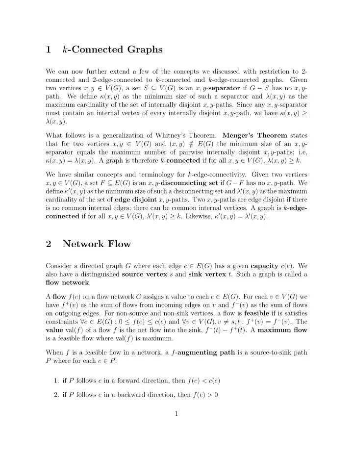 k connected graphs 1