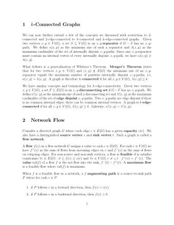 k -Connected Graphs  1  We can now further extend a few of the concepts we discussed with