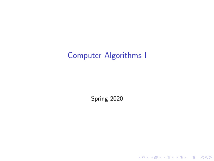 computer algorithms i