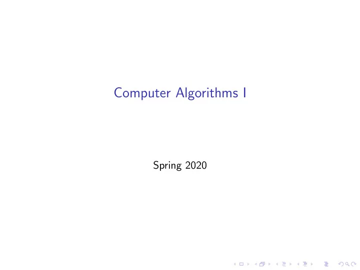 computer algorithms i
