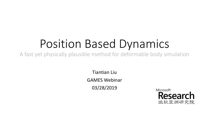 position based dynamics